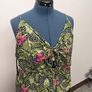 Forever 21 Plus Black and White Floral Keyhole Romper Jumpsuit 3X